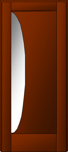 Дверь со стеклянной вставкой с одного края в виде овального паруса