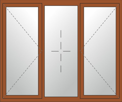 Окно из трех элементов с двумя поворотными створками
